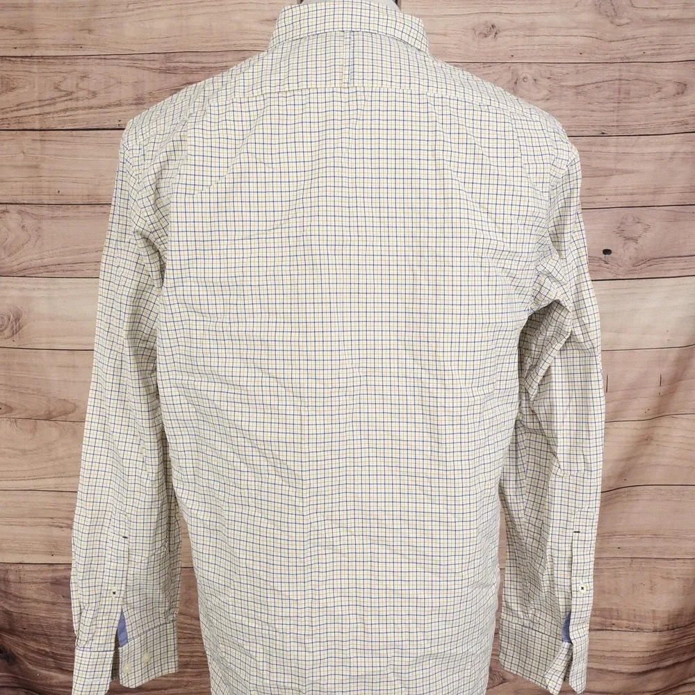 Banana Republic Shirt Mens Large Yellow‎ Blue Check Soft Wash Button Down Casual